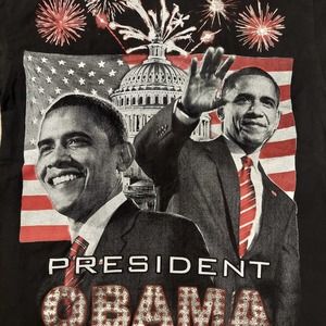 Barak Obama Shirt Mens Large President Rap Graphic Black Short Sleeve Tee